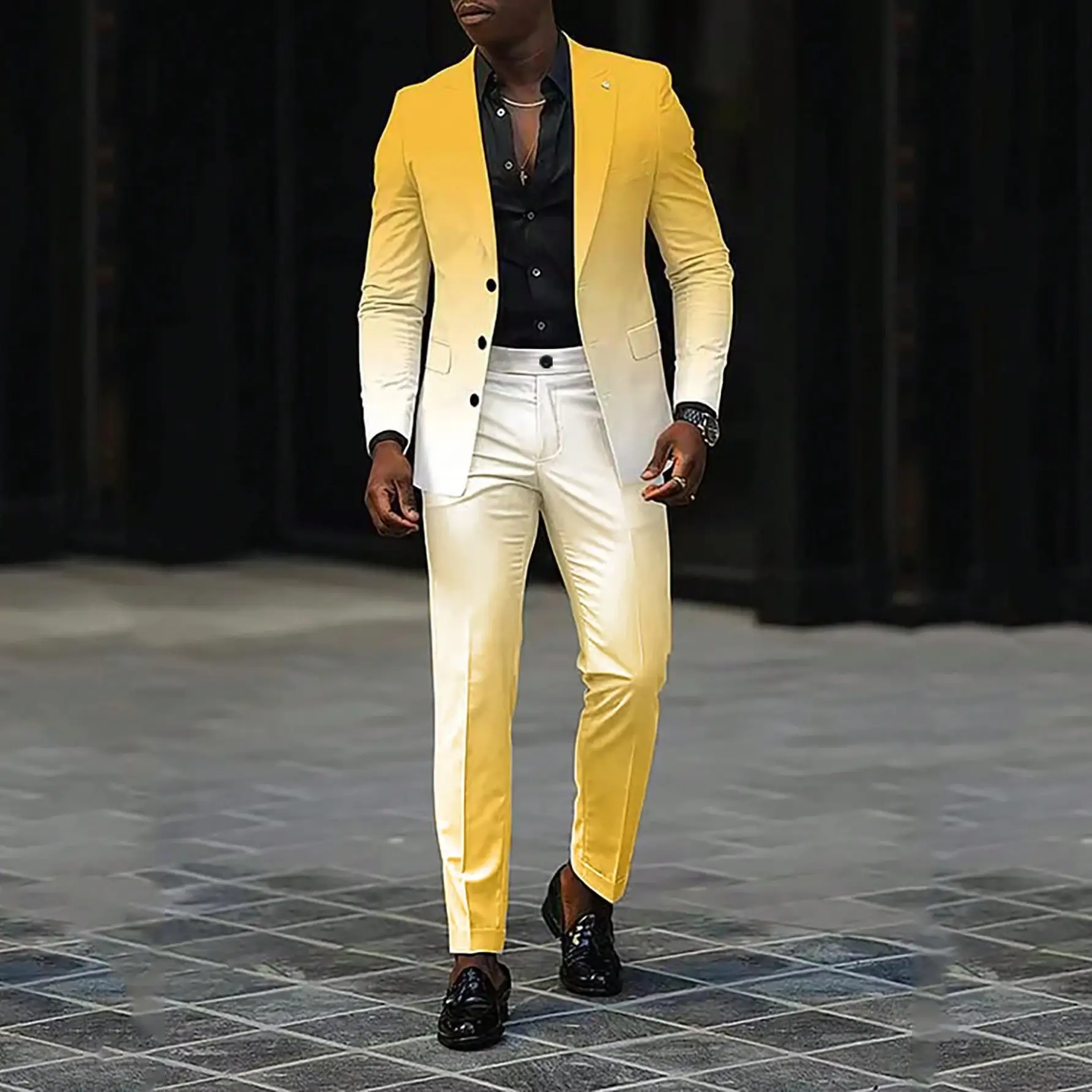 Trendy All-matching Men's High Quality Gradient Suit