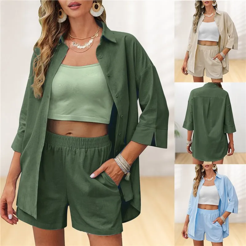 Women's Casual Loose Short Sleeves Shorts Suit