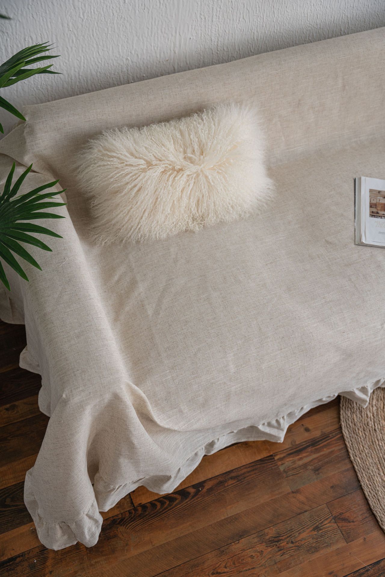 Title 4, Sofa Towel Plain Pastoral Ruffled Multi-functio...