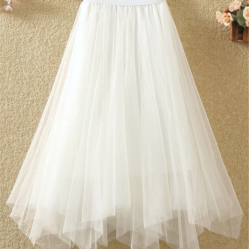 Irregular Mesh Skirt Ins Super Hot Fairy Dress High Waist White - Shop at LoveMi