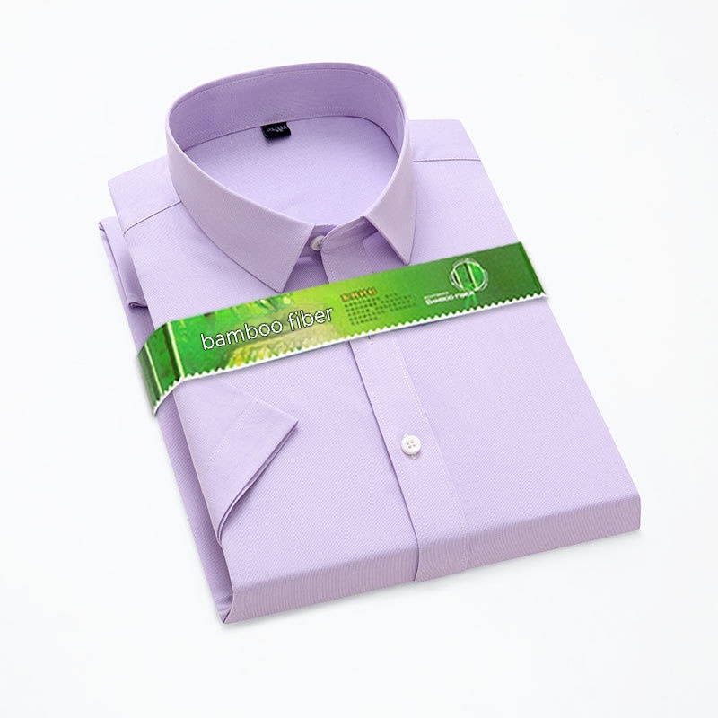 Bamboo Fiber Business Casual Solid Color Work Shirt Men