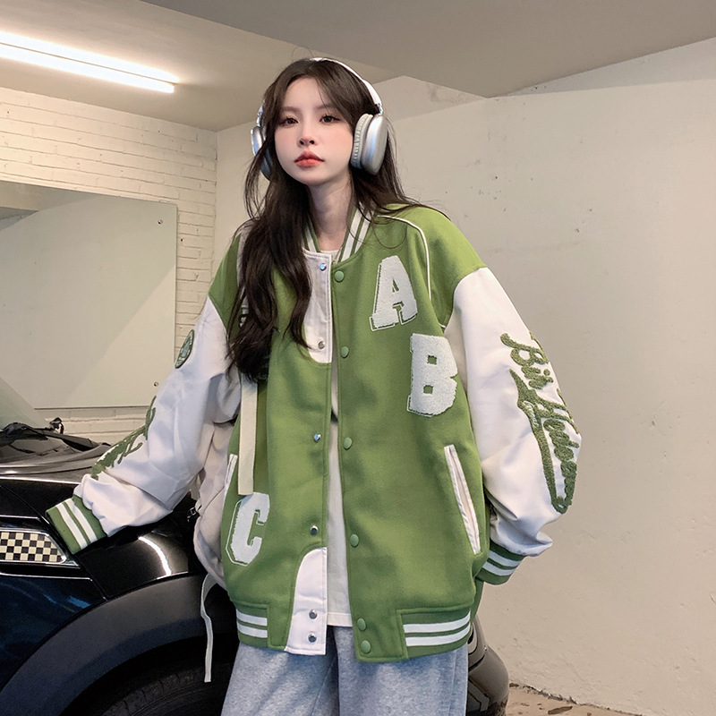 European And American Baseball Uniform Embroidery Spring And Autumn Green - Shop at LoveMi