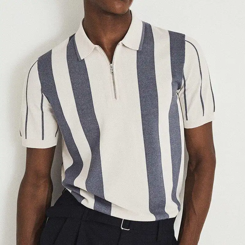 Printing Lapel Short Sleeve Pullover Leisure Men's T-shirt