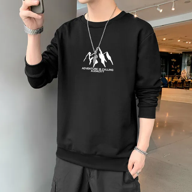 Men's Crew Neck Pullover Sweatshirt Long Sleeve Black - Shop at LoveMi