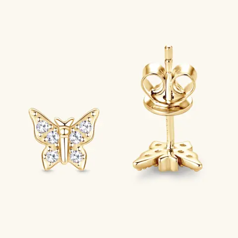 Korean Butterfly Moussan Diamond Ear Team S925 Zeng Silver