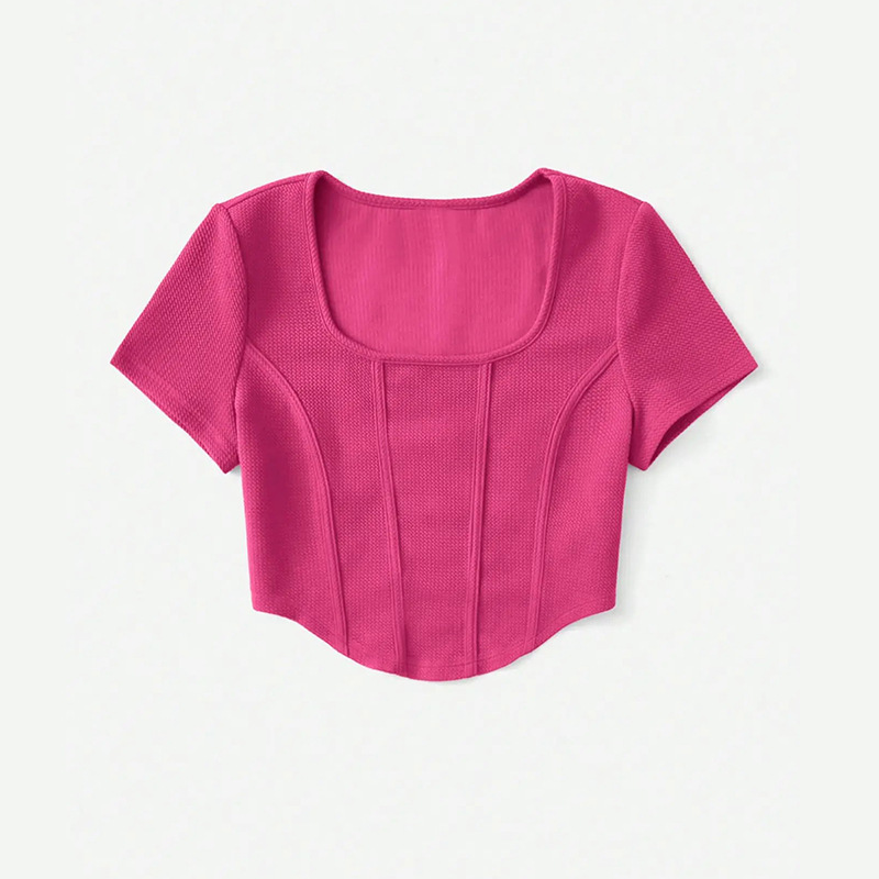 Women's Fashion Casual U-neck Off-shoulder Short Top