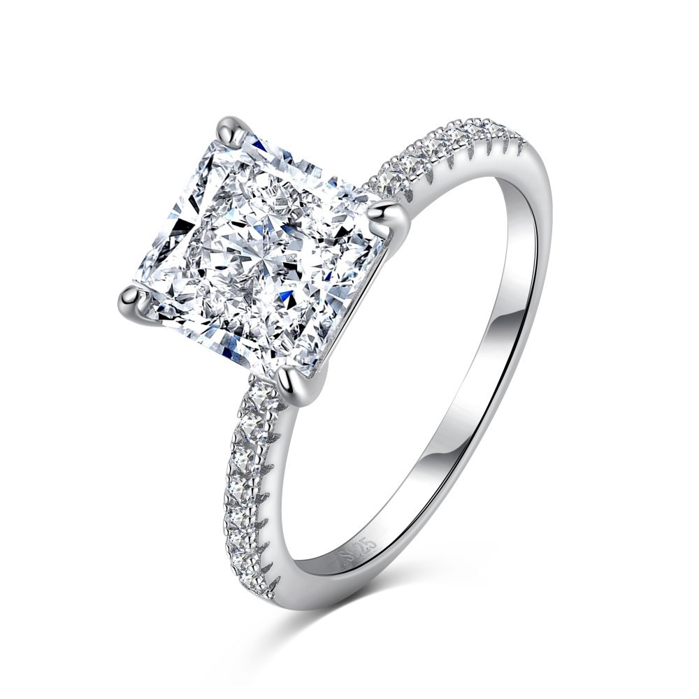 New S925 Sterling Silver Ring Female Full Diamond Micro Inlaid Zircon