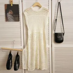 Women's Layered Vest Spring Summer Sleeveless Vest Dress - Apricot - View 1