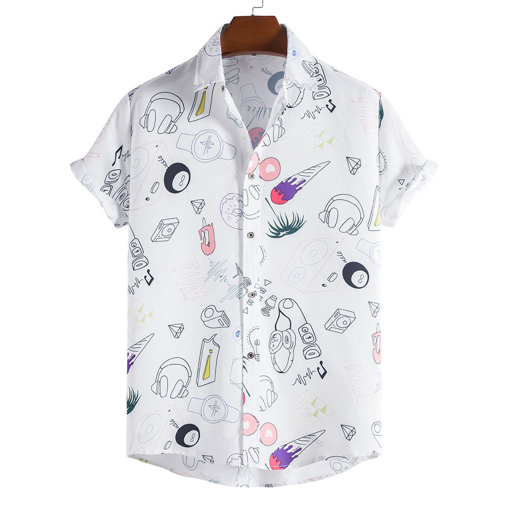 Men's Fashion Casual Loose Floral Short Sleeve Shirt