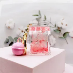 Creative Acrylic Dried Flower Oil Keychain Preserved Liquid Oil Quicksand Handbag - Milk Carton - View 1
