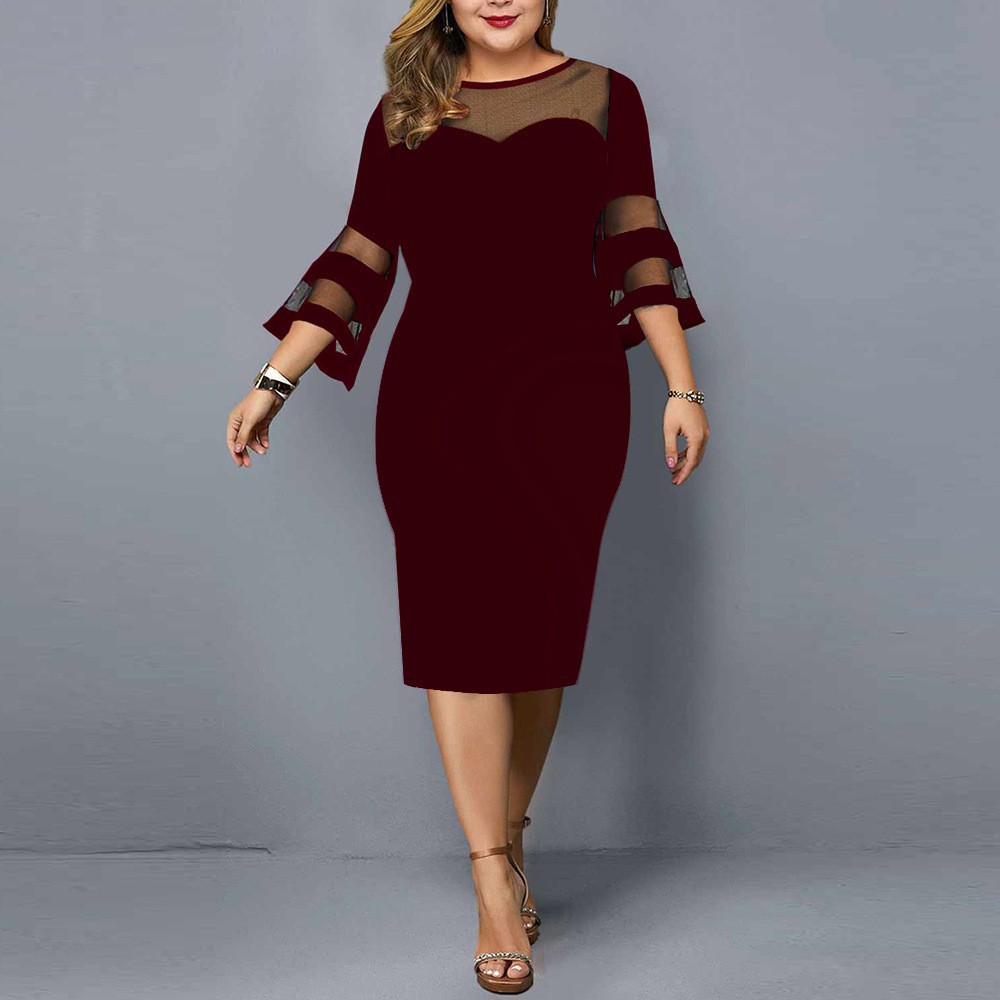 Mesh Stitching Large Size Jumpsuit Hip Skirt