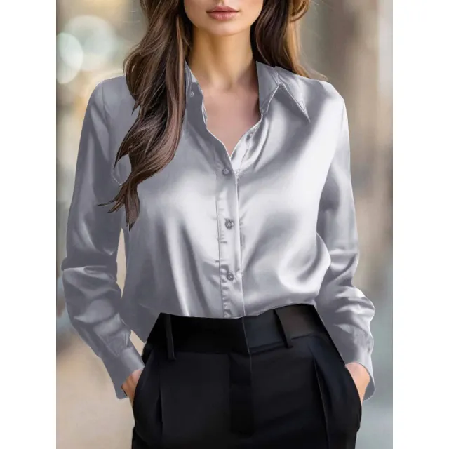 Elegant Long sleeve Womens Blouse With A Refined Silver - Shop at LoveMi