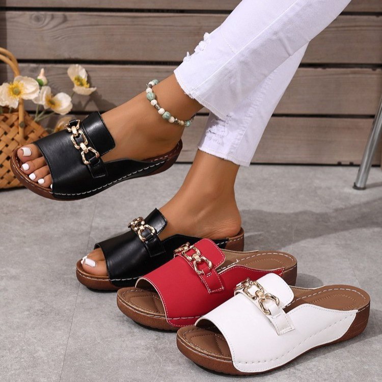 Casual Wedge Mule Beach Sandals With A Thick Sole