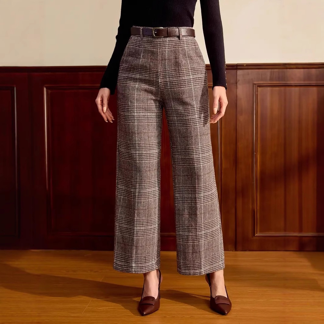 Wool Plaid Pants Womens New Autumnwinter Style For Petite Figures - Image 4