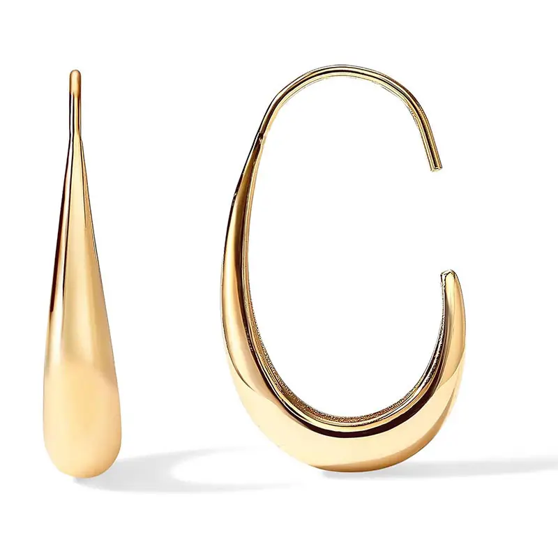 Female French Simplicity Simple Stainless Steel Water Drop Earrings