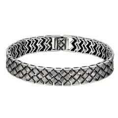 925 Sterling Silver Cross Woven Line Bracelet - 925 Silver - View 1