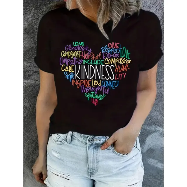 Women's Short sleeved Valentine's Day Heart Round Neck Top Hs1 12 - Shop at LoveMi