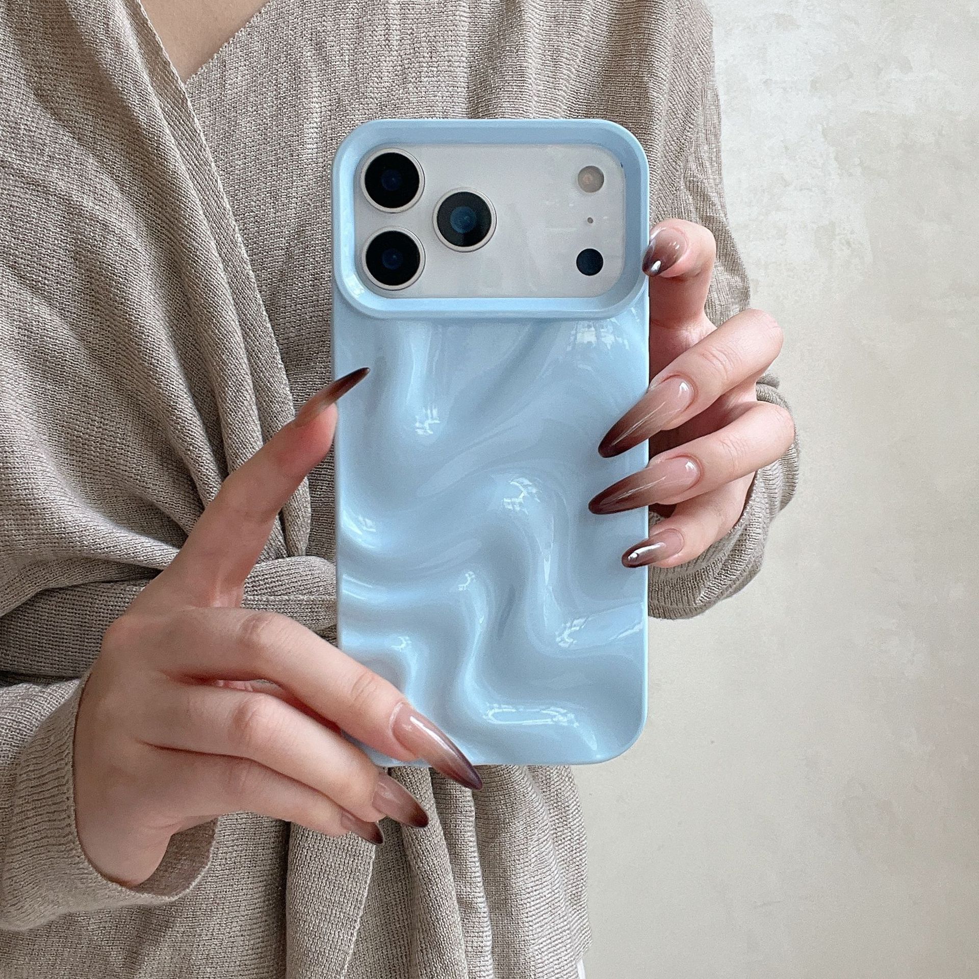 Korean-style Simple Ins Three-dimensional Water Ripple Soft Shell