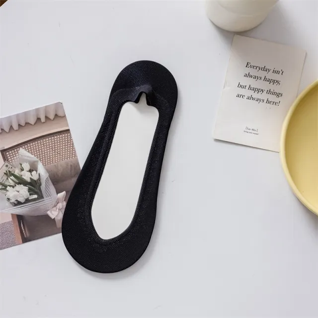 V Cut Ice Silk Mesh Invisible Female Socks Bottom Heel Color Matching Black - Shop at LoveMi