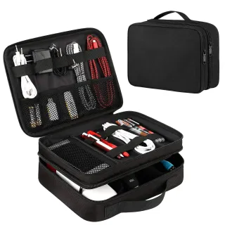 Double-layer Digital Portable And Versatile Data Cable Charger Electronic Accessories Storage Bag