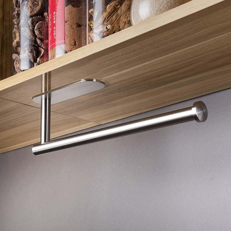 No-drill 304 Stainless Steel Kitchen Paper Towel Holder Wall-mounted Toilet Paper Holder Multifunctional Bathroom Shelf 0f833543 2eb2 444e A32e E3bc8f44caa3