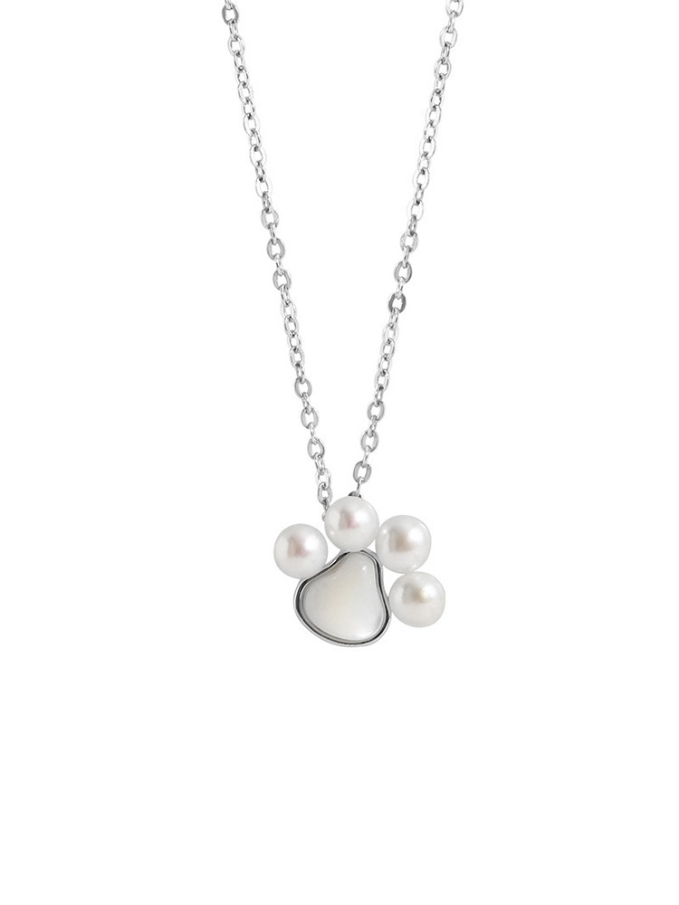 Cat's Paw Pearl Necklace Cute Sweet Beauty