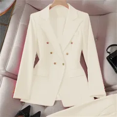 Retro Coat Slim Fit Casual Suit Top - Beige Suit Colour - View 1