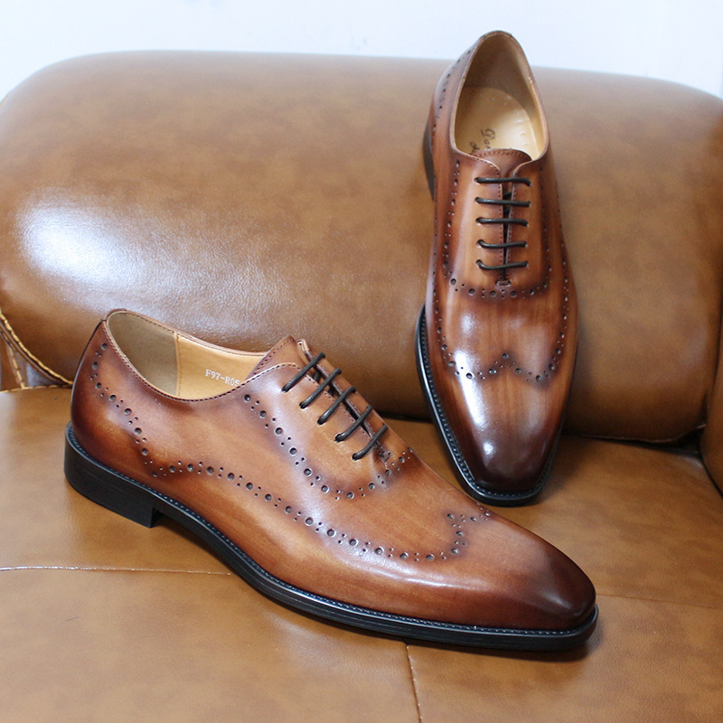 Title 12, Sapatos masculinos de couro brogue britânico gr...