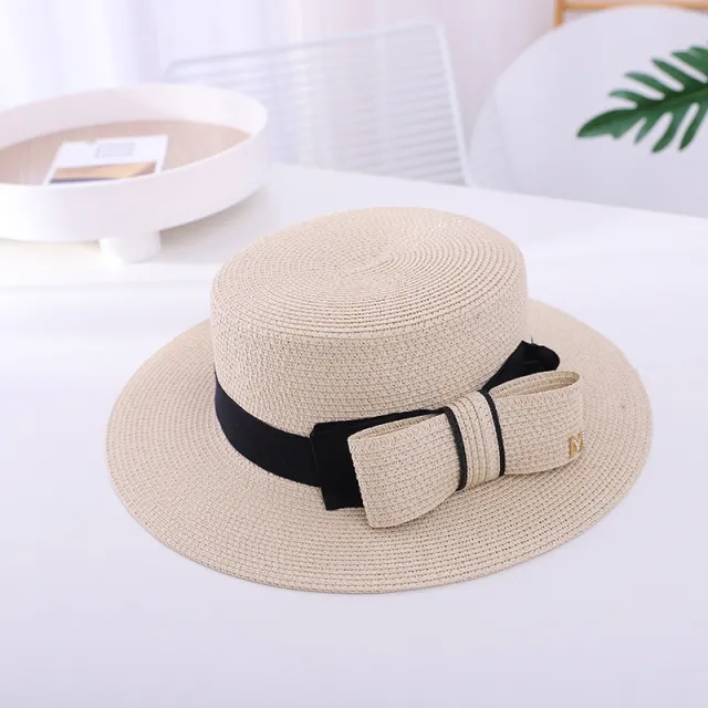 Bow Sun Protection Sunshade Flat top Cap Beige - Shop at LoveMi