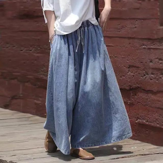 New Wide Leg Slim Women's Short Lantern Jeans Women Blue - Shop at LoveMi