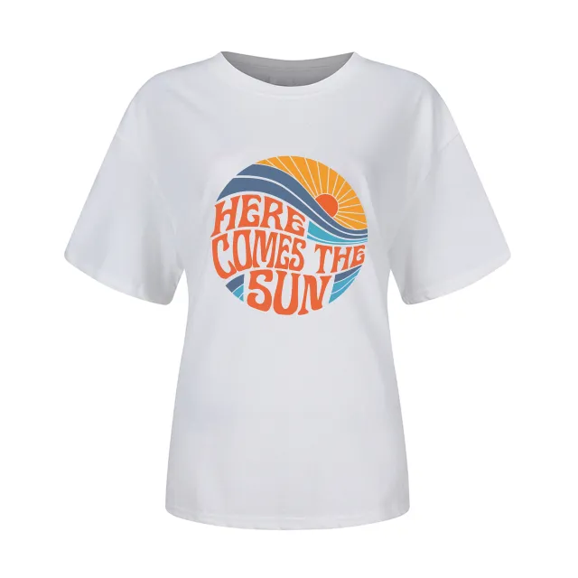 Printed Men's And Women's Loose Short sleeved T shirt White - Shop at LoveMi