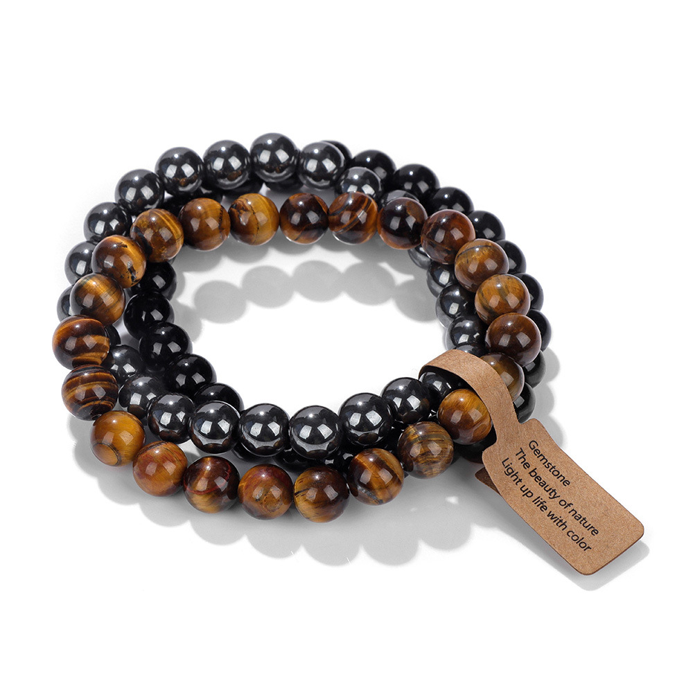 Natural Stone 8mm Beads Elastic String Bracelet For Women