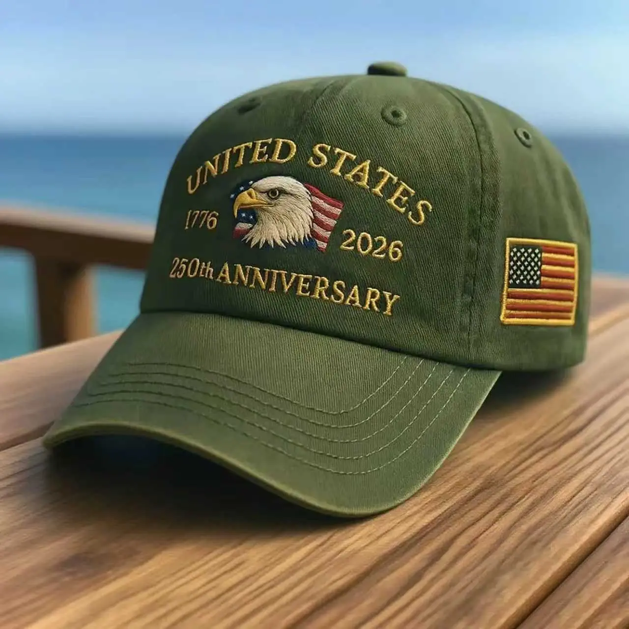 USA 250th Anniversary Cap Washed-Print Hat Flag