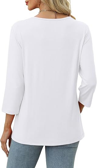 Autumn button v-neck women’s t-shirt in white cotton with pleated sleeves