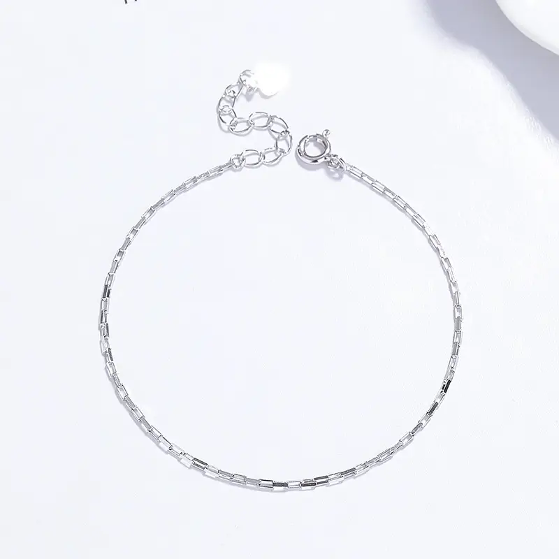 925 Sterling Silver Square Buckle Bracelet For Women Summer