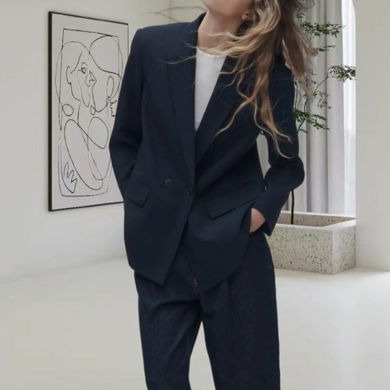 Women's Loose Casual Double Breasted Blazer