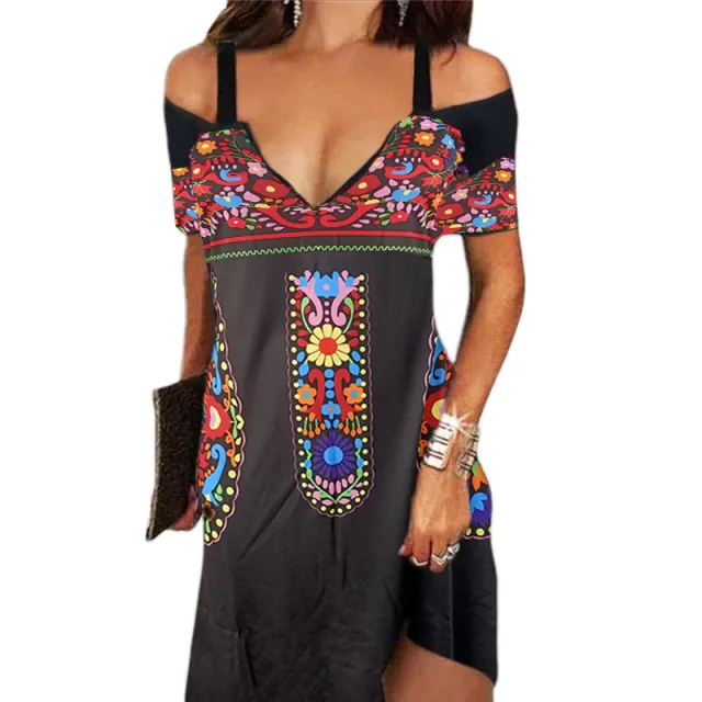Women's Black Short sleeve Strappy Floral Dress Black - Shop at LoveMi