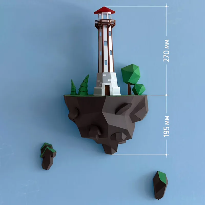 46cm Island Lighthouse Paper Model Home Wall Hanging Wall Decorations – image 3