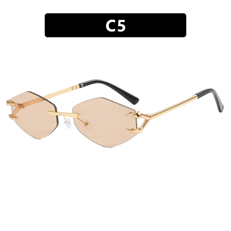 European And American Leisure Hip Hop Trend Sunglasses Frameless Grapple Polygonal Sunglasses - Image 5