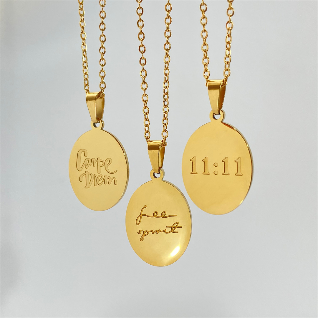 Titanium Steel Oval Letter Necklace For Women