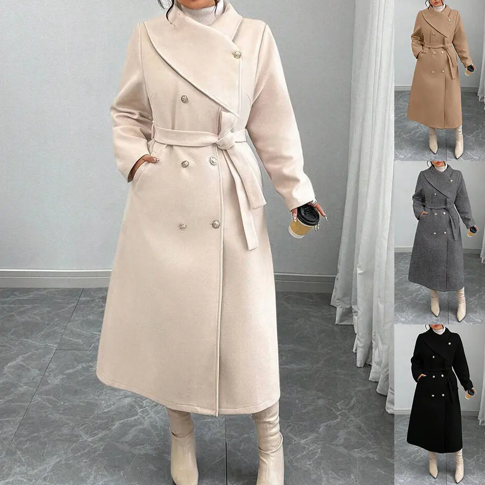 New Winter Womens Double-breasted Wool Coat