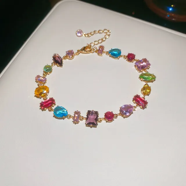 Irregular Geometric Zircon Drop shaped Bracelet Golden Color - Shop at LoveMi