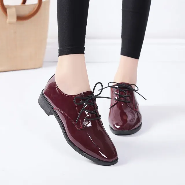 Women's All match Flat Low Heel Vintage Leather Shoes Wine - Shop at LoveMi