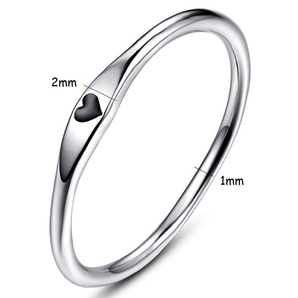 S925 Silver Niche Minimalist Heart Bestie Ring
