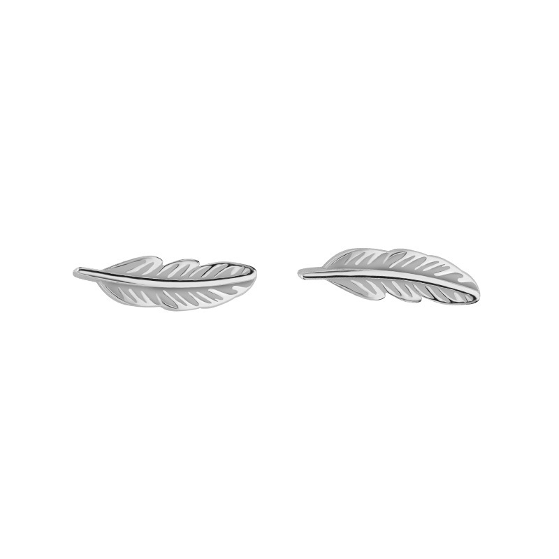Sterling Silver Feather Earrings Simple And Compact Design