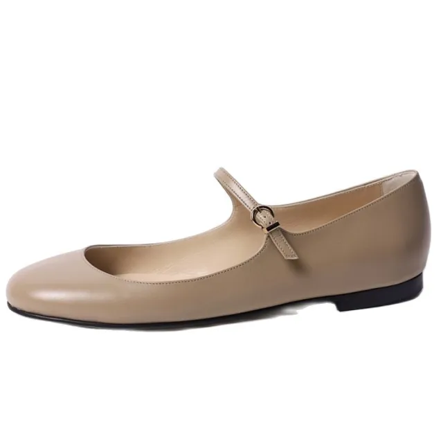Wrist Strap Low Cut Round Head Women's Pumps Apricot - Shop at LoveMi