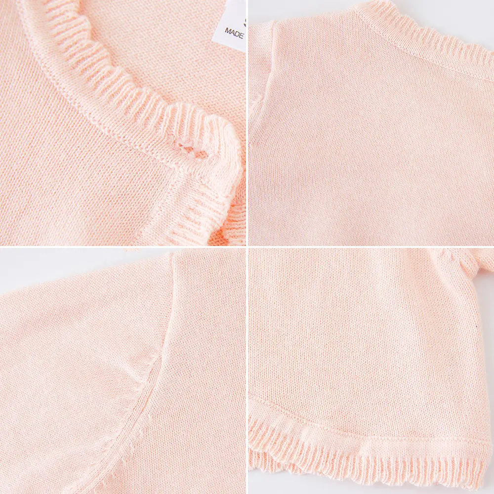 New Korean Style Round Neck Girl's Knitted Cardigan Coat Medium And Large Kids' Sweater Shawl