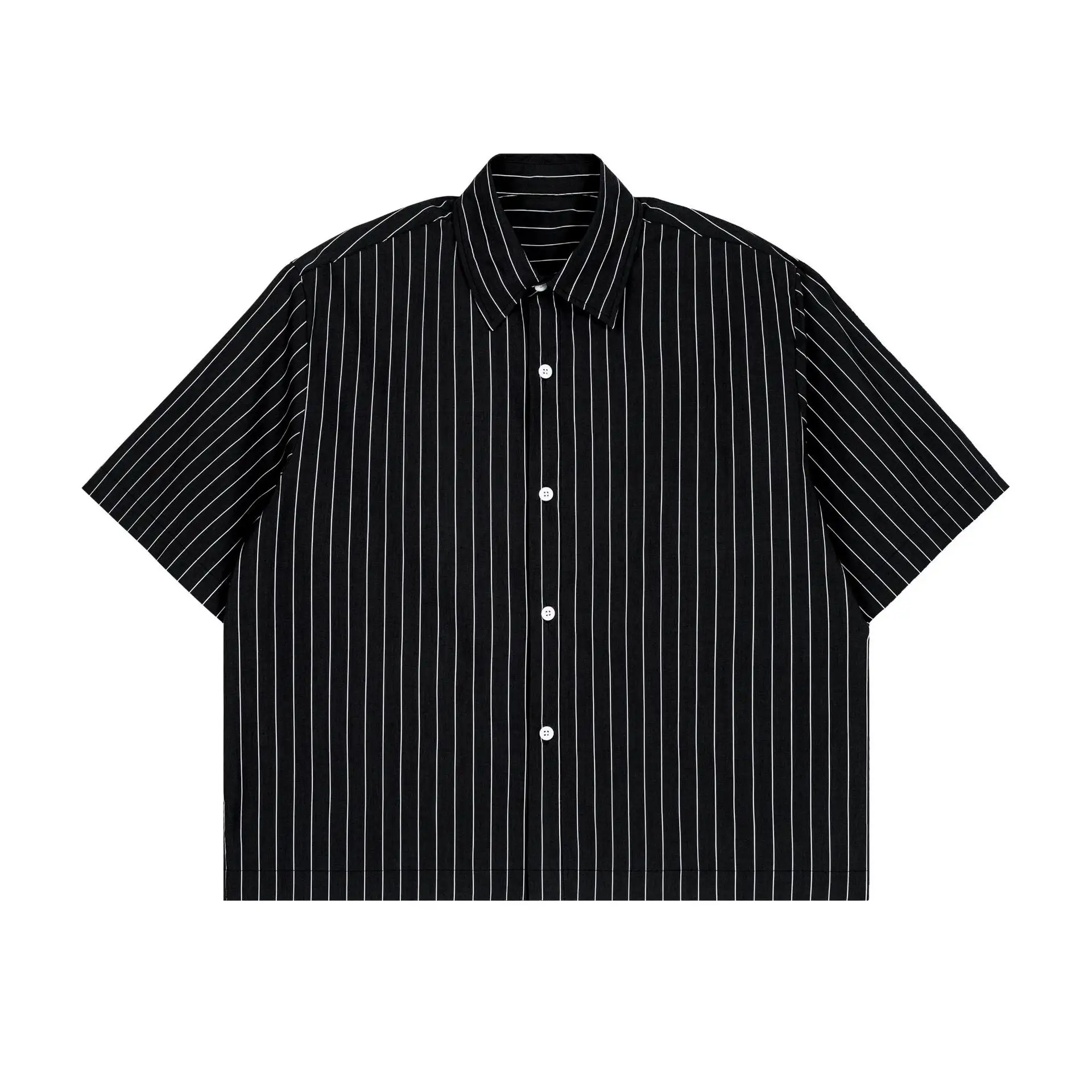 Striped Short-sleeve Mens Shirt Summer Casual