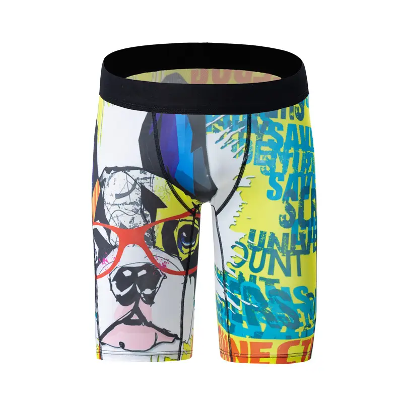 Printed Boxer Ice Silk New Long Cycling Charging Swimming Trunks
