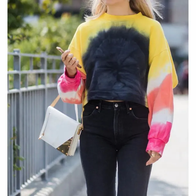 Women's Gradient Long Sleeve Round neck Pullover Yellow - Shop at LoveMi